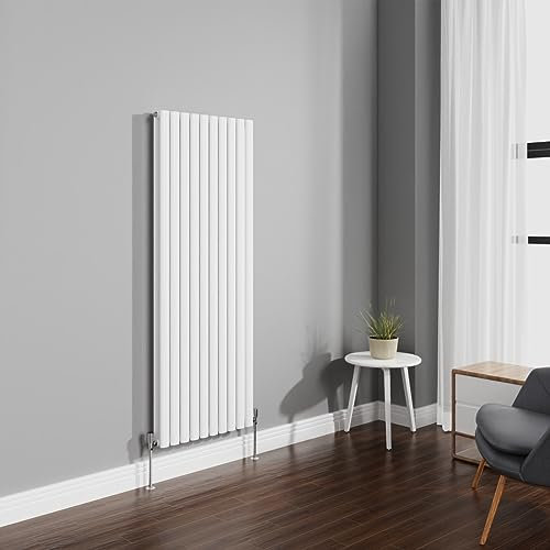NRG 1600x590mm Gloss White Radiator Vertical Oval Panel Bathroom Designer Double Rad Central Heating