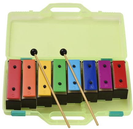 Glockenspiel musikinstrument 8-noters Xylofon Färgglada Klockspel Avtagbara Metallplattor Resonator Bells Slagverksinstrument