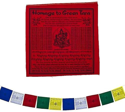 Panotophia Tibetische Gebetsfahnen Grüne Tara - 20x20x210cm