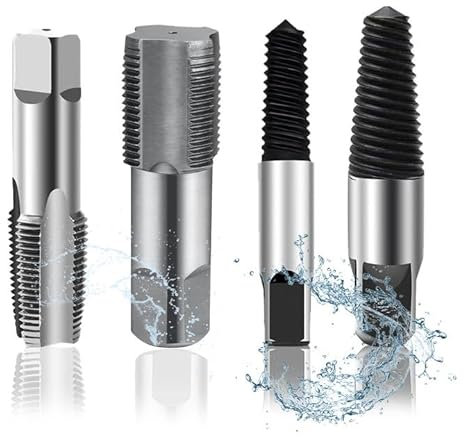 MIYUANGKJ Juego de 4 extractores de tornillos y machos de roscar para tubos, 1/2' y 3/4', extractor izquierdo, desatornillador profesional para trabajos de mantenimiento, válvula de grifo