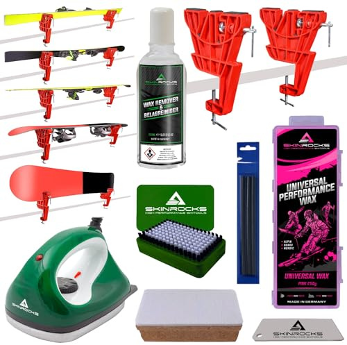 SkinRocks Skiwachs Set 8-teilig Skispanner Bügeleisen Wax Alpin Ski Vice Ultra