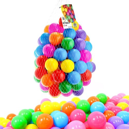 Zuvo Ball Pit Balls (100 Pack) Assorted – Crush-Proof 5.5cm Plastic Balls for Kids | Safe, Smooth & BPA-Free | Indoor & Outdoor Play for Toddlers & Babies