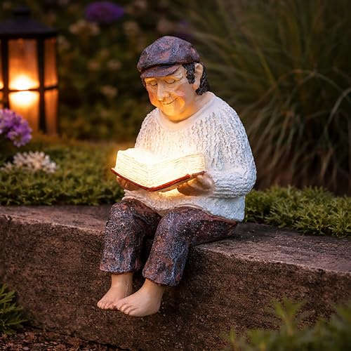 Garden Mile Solar Grandad Garden Ornament Light Handpainted | Resin Statue Gift for Grandad, Birthday or Father’s Day Present Garden Decoration Sentimental Gift Solar Memorial Ornament