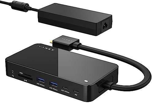 iVANKY 12-in-2 FusionDock 1+ MacBook Docking Station USB C mit 180W-Netzteil, 2*HDMI 2.0, 10Gbps USB, 2.5GbE, 96W PD, SD/TF 4.0, Audio