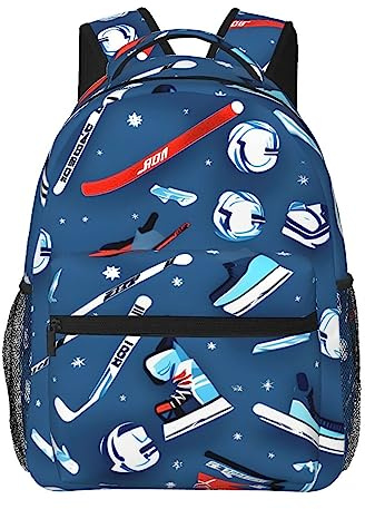 YQxwJL Happy Easter Vacances Impression Ordinateur Portable Sac à Dos Élégant Bookbag College Daypack Voyage Affaires Sac de Travail pour Hommes Femmes, Imprimé hockey sur glace, One Size
