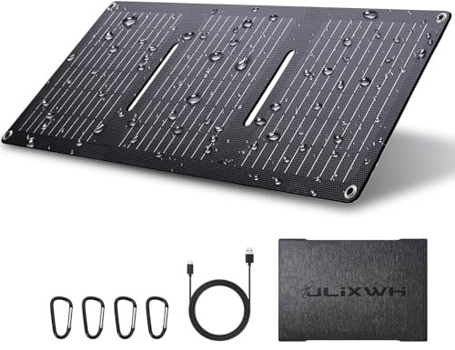 ULiXWH 21W Portable Solar Panel, Foldable Solar Panel Charger(5V/3A), IP67 Waterproof for Camping, Hiking, Backpacking, Ultra-Fast Solar Phone Charger with Dual USB Ports for iPhone, iPad, Power Bank