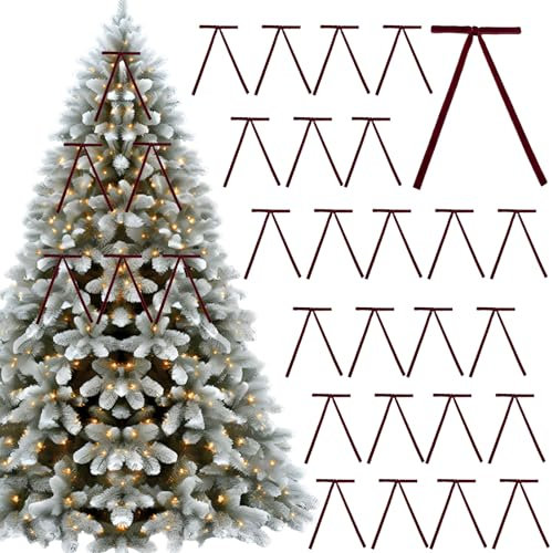 AWAVM 25 Stück rote Samtschleifen, Burgunderrot, Samt, Weihnachtsbaumschleifen, Weihnachtsschleifen, Weihnachtskranz, Schleife, Samt, doppelte Weihnachtsschleifen für Zuhause und drinnen (25 Stück,