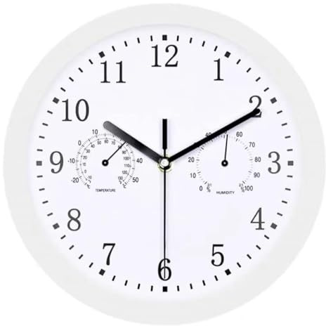 Reloj de pared para jardín al aire libre, reloj impermeable | Patio, gran pared analógica silenciosa, decorativo con termómetro, metal resistente a la intemperie para jardín, porche