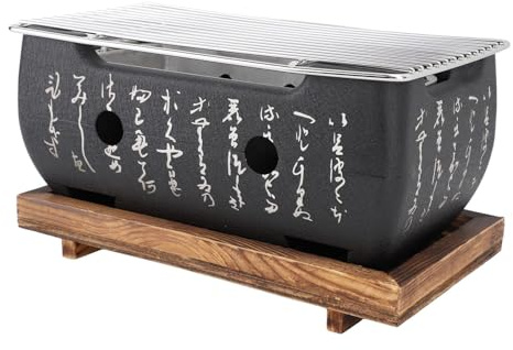 Thonlai Japansk Kolgrill, Kompakt Bärbar Minigrillspis för Campingpicknick, med Trådgrill i Aluminiumlegering för Jämn Uppvärmning (M)