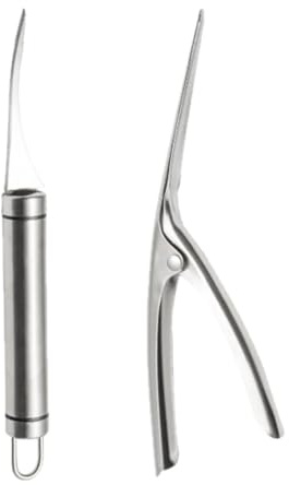 SHINEOFI Set 2 Pezzi Sbucciatori per Gamberi in Acciaio Inox Pelapatate e Pulitore di Gamberetti Utensili da Cucina per Frutti di Mare Adatti per Ristoranti e Uso Domestico