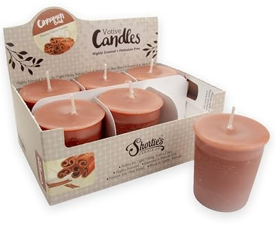 Cinnamon Bark Soy Votive Candles - Scented with Essential & Natural Oils - 6 Brown Natural Votive Candle Refills - Bakery & Food Collection