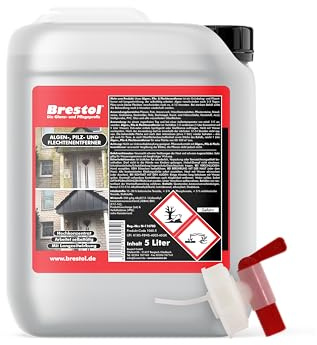 BRESTOL® Algenentferner Pilzentferner Flechtenentferner 5 Liter Konzentrat + Auslaufhahn 51 mm - Grünbelagsentferner Grünbelagentferner