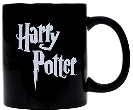 SD toys Logo Harry Potter Taza, Cerámica, Blanco/Negro, 8 cm