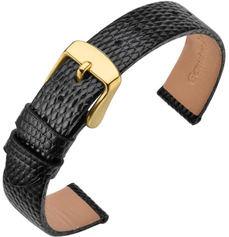 ANNEFIT Cinturino Pelle 20mm Cinturini per Orologi Donna, Fibbia in Acciaio Inossidabile Oro (Nero)