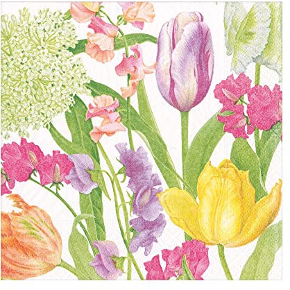 Caspari Spring Flower Show Luncheon Napkins - 20 Per Package