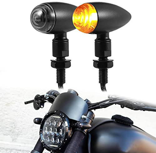 LOKLISUM 2PCS Motorrad Blinker Lichter Motorrad Bullet Retro Blinker 12V Universelle Wasserdichte Mini Lichter für Street Bike Cruiser Chopper Bobber Roller