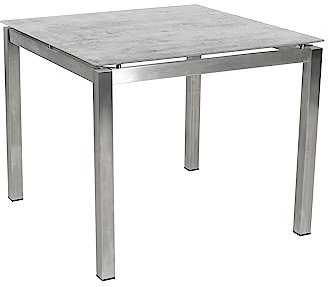 Greemotion Bistrotisch Sydney Edelstahl Glaskeramikplatte ca. 90 x 74 x 90 cm Silber/Grau