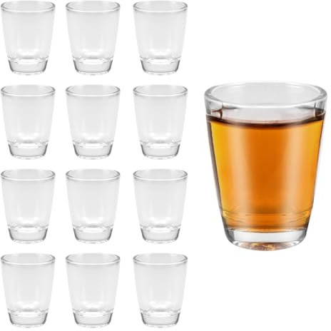 LPAMABA 12er Set 32ml/3cl Schnapsgläser Glas Shotgläser Kleine Likörgläser Transparent Shot Gläser Spülmaschinenfest Dicke Basis Schnapsgläser für Party Festival Tequila Ouzo Vodka