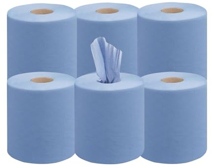 KARAVI 24 Pack 2 Ply Blue Centrefeed Rolls | Embossed Paper Towels for Cleaning, Wiping & Drying | Super Absorbent & Fast-Drying | Ideal for Kitchen, Commercial, and Industrial Use