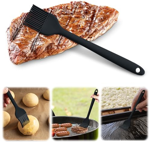 Basting bakverksborste, värmebeständig matoljeborste för grill bakning kök matlagning BPA-fri diskmaskinssäker (svart, 21 cm/8 tum)