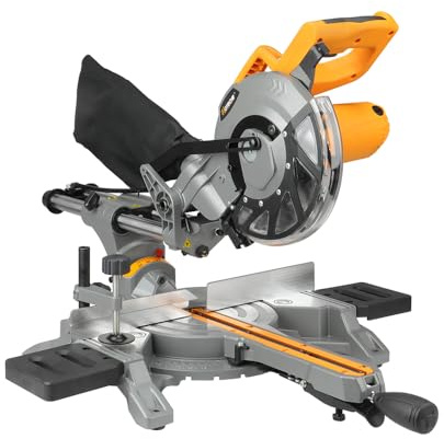 Hoteche 210 mm kapsåg med laser 1 450 W 5 000 RPM TCT sågblad för exakt skärning 310 x 62 mm 240 x 62 mm 310 x 34 mm inklusive kolborstverktyg och dammpåse, kapsåg för gör-det-självare och proffs