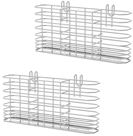 Deuson Köksredskapshållare i rostfritt stål, perfekt organisation för ditt kök, bestickkorg i metall, redskapshållare, diskställ för ätpinnar, skedar, gafflar, silver