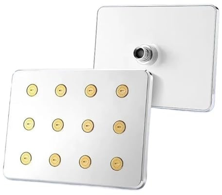 Cabezal de Ducha de Lluvia Cuadrado Plateado y Negro de Alta presión con boquillas de rociado Superiores para Montaje en Techo, Accesorios de baño Tipo Lluvia