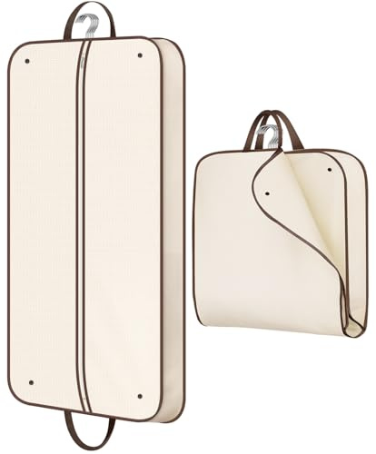MISSLO 43 Suit Bags for Women Heavy Duty Garment Bag for Clothes Travel Mens Suit Carrier for Coats, Jackets, Shirts, Dress Cover, Beige