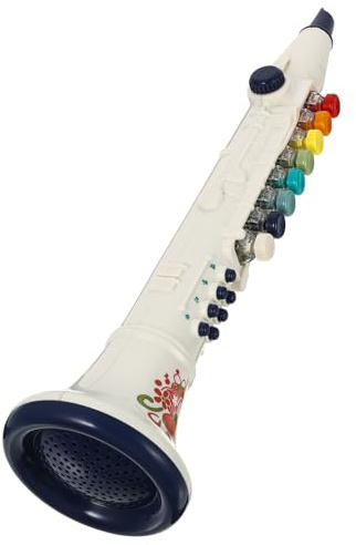 Hemobllo Giocattolo Clarinetto per Bambini Strumento Musicale Soffiare Bianco Cinturino e Spedizione di Spartito e Scatola di Ricarica Adatto a Giochi Educativi