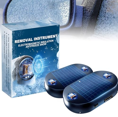 Dispositivo electromagnético de eliminación de Nieve para Coche con Carga Solar,Descongelador anticongelante para Parabrisas de Coche,Herramienta anticongelante Reutilizable para Toda la seguri 2 PCS
