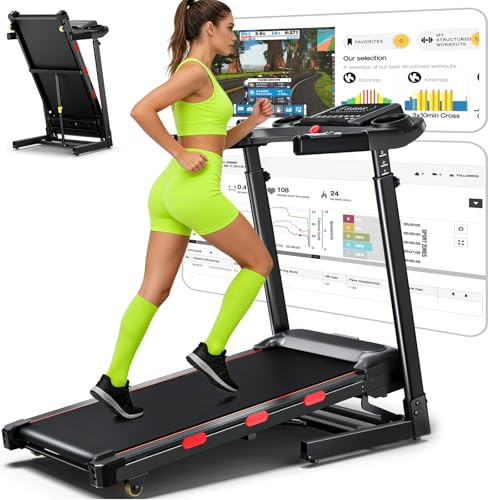 BMJX US 8.7MPH Auto Incline Treadmill for Running and Walking, 3.5HP Quiet BLDC Treadmills for Home with Double Deck Technology, 350 lbs Weight Capacity, APP, Heart Rate, Black(XL)