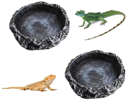 2PCS Reptile Water Bowl, Tortoise Water Bowl and Snake Water Bowl Set, Suitable for Feeding Reptiles Such as Turtles, Lizards, Frogs, Geckos, Snakes, And Chameleons
