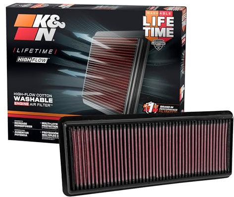K&N 33-5040 Filtro aria motore 33-5040: ad alte prestazioni, premium, lavabile, filtro di ricambio, prestazioni migliorate, 2015-2019 Miata, MX-5 IV, Roadster, 124 Spider