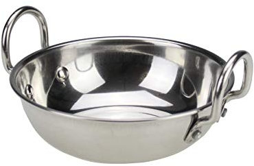 Stainless Steel Balti Dish with Handles Indian Curry Serving Dish Bowl Stainless Steel Karahi Kadai Kadhai Deep Frying Cooking Serving Pot Pan Deep Curry Pan (1, 15.5cm /6.2)