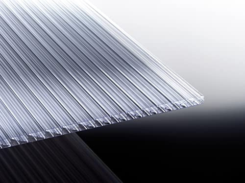 Acrylshop24 Stegplatte aus Polycarbonat mit X-Struktur |klar| Doppelstegplatte| 16mm stark | Steg 3 Fach | 16/20/3 980mm x 3000mm