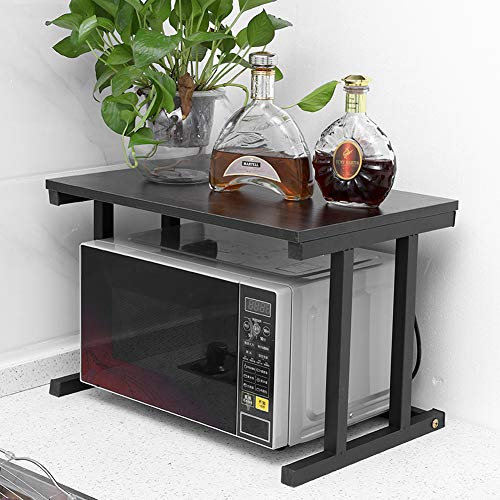 Dioche Estantería para horno de microondas, tostador de pan estantería suministros de cocina de la rejilla del horno ahorra espacio, 57 x 38 x 35 cm (negro)