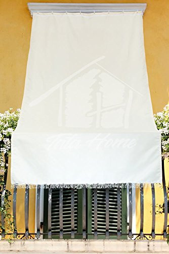 Tata Home Tenda da Sole con Kit Ganci e Anelli in Tessuto Resistente da Esterno o Balcone Misura cm 140x250 Dis.5 Tinta Unita Colore Beige Panna