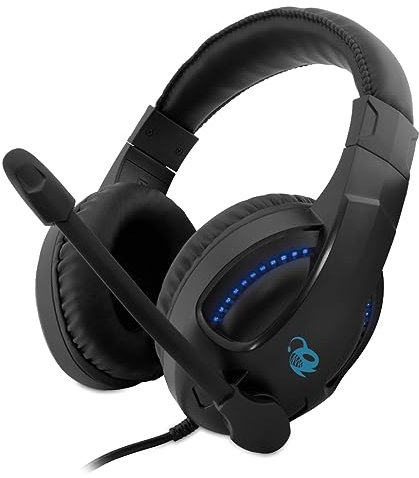 DeepGaming Cascos Gaming, Auriculares Gaming con Micrófono Flexible, 3,5 mm Jack, Luces LED con USB, Compatible con PS4, PS5, PC, Switch, Xbox Series. Color Negro