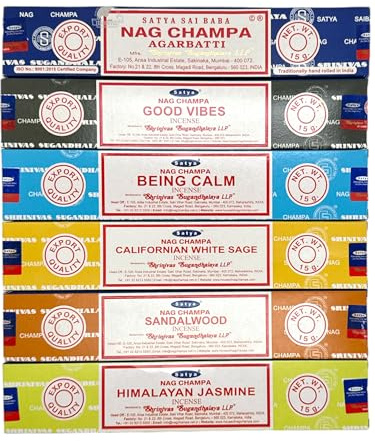 Satya Nag Champa Incense Sticks Variety Pack - 6 Assorted Boxes