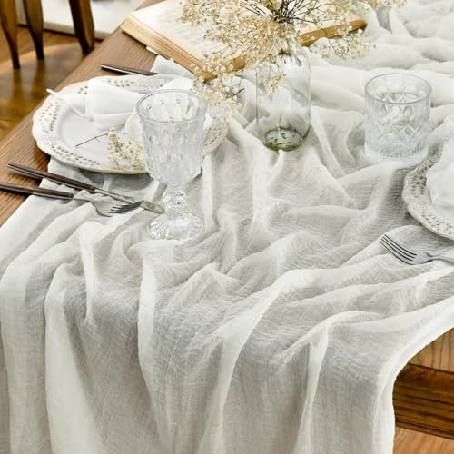 Artoid Mode Runner da Tavolo Boho Garza da Formaggio Avorio, 400 cm, Decorazione da Tavolo da Cucina, per Interni, Vacanze, Matrimoni