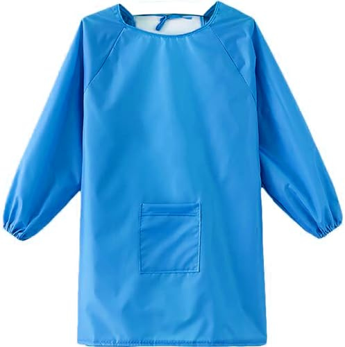 YeeHeen Art Smock Artist Painting Apron Waterproof Long Sleeve Smock with Pocket Blue XXL