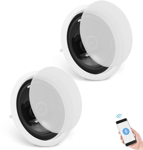 VEVOR 2er-Set Bluetooth-Deckenlautsprecher ca. 17 cm, 150 W, Wandlautsprechersystem mit 8 Ω Impedanz und 89 dB Empfindlichkeit, für Küche zu Hause, Wohnzimmer, Schlafzimmer oder überdachte Veranden