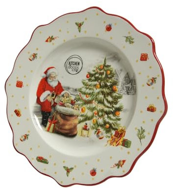 Plato de desayuno de cerámica, 20 cm, con diseño de Papá Noel, diseño de Papá Noel, color blanco