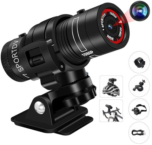 Nisanmoon Action Cam, 120° Motorrad Helm Kamera HD 1080P Fahrrad Sport Kamera Unterstützung Foto/Video für Reiten und Fahren Outdoor-Aktivitäten