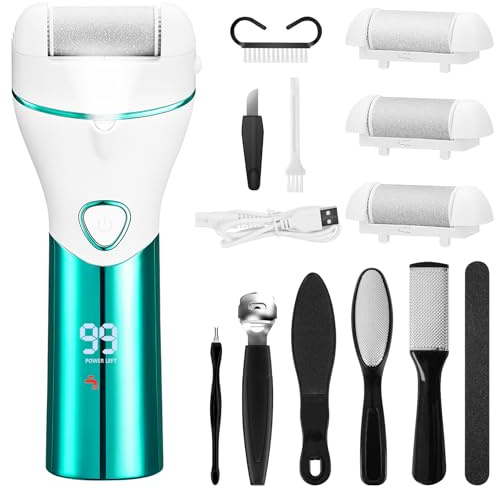 HNCY Pedicure Elettrico, USB Ricaricabile Lima Elettrica, Pedicure Elettrico Professionale Piedi con 3 Rulli di Ricambio, IPX7 Impermeabile, 2 Velocità, Pedicures Set per Calli Piedi Rimozione