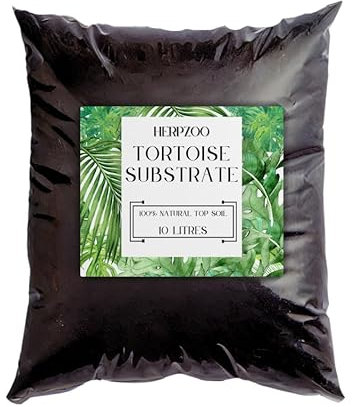 HERPZOO Tortoise Substrate Top Soil, 10L Natural Bedding for Burrowing, All Tortoise Species