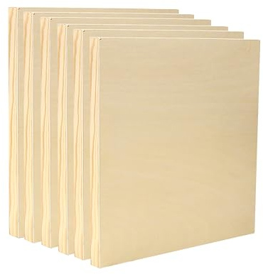EXERZ Tablas de Pintura de Madera 15.2x15.2cm – Pack de 6 - Paneles de Madera Cuadrados para Pintura Acrílica, al Óleo y Técnicas Mixtas - Tablas de Arte Lisas para Artistas, Niños y Proyectos DIY