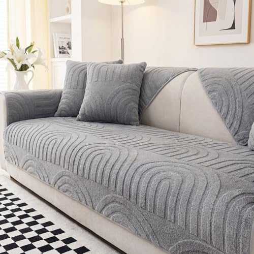 Homcomodar 1PC Non Slip Sofa Covers Cushion 70x150cm Soft Sofa Cover 1 2 3 4 Seater Washable Couch Cover Sofa Slipcovers Protectors from Pets Furniture Protector for Couch Living Room Grey