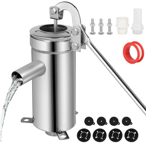 DBREAKS Schwengelpumpe Komplett Set Handwasserpumpe Edelstahl, Garten Handpumpe Wasser Brunnen bis zu 10M Tiefe, Grundwasserpumpe Manuell für Häuser, Hausgärten, Yard, Teiche