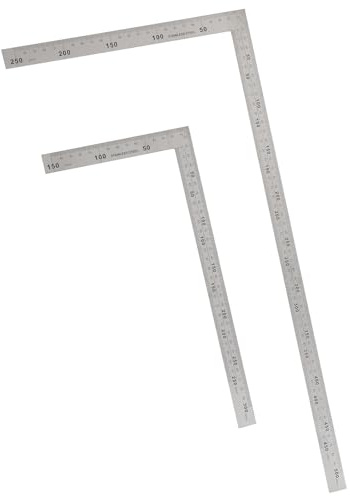 Uonlytech Équerres Inox en L pour Outillage Menuiserie et Dessin Technique, Lot de 2 Règles Métalliques 150x300 Mm 250x500 Mm, Outils Adaptés Travail Manuel et Professionnel
